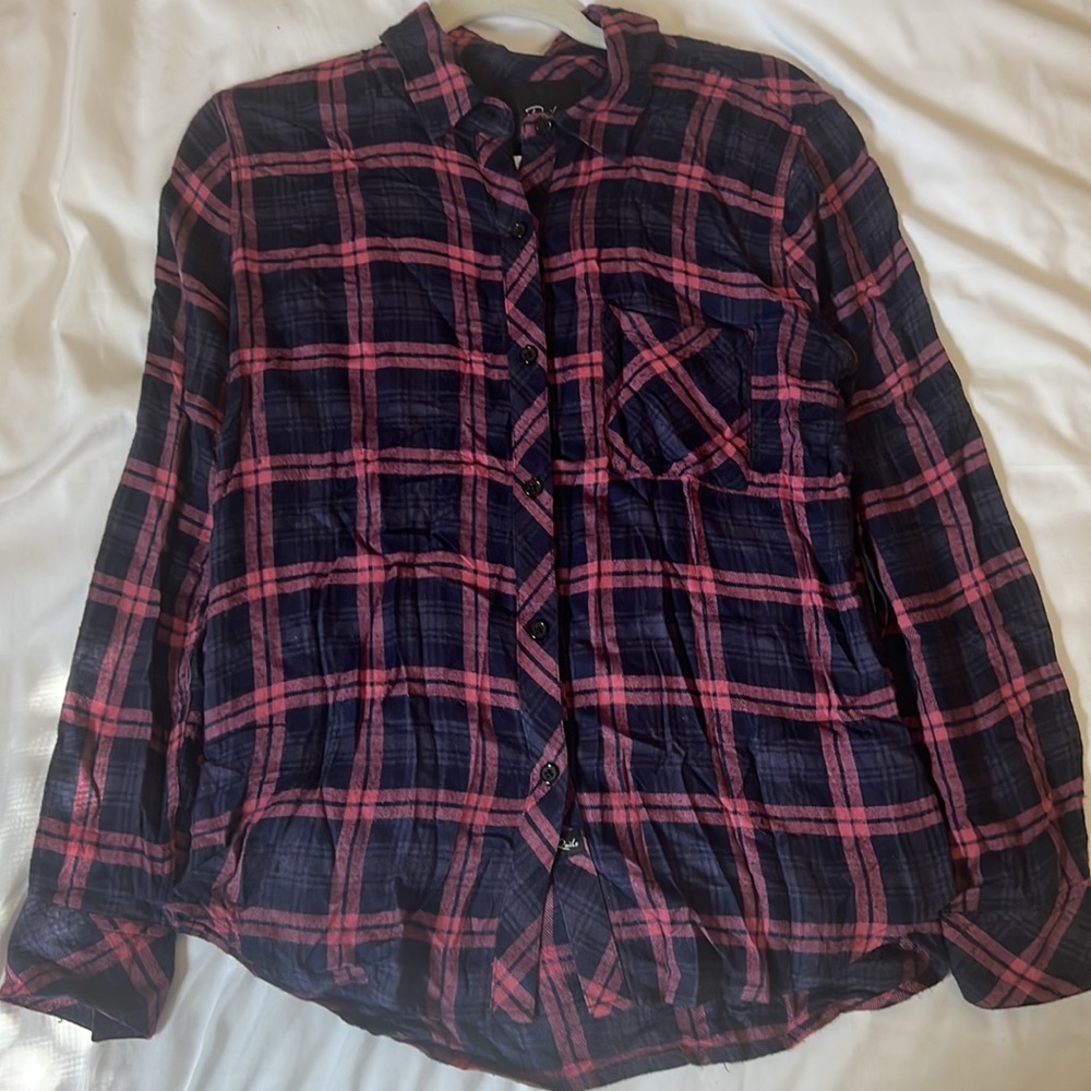 Rails Hunter Plaid Shirt-Navy/ Mauve-Size Small - image 2